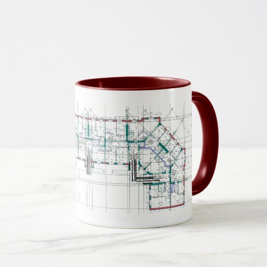 Mug Plan d'architecture muette cadeau (Devant droit)