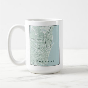 Mug Plan de la ville de Chennai en Inde, design minima