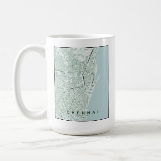 Mug Plan de la ville de Chennai en Inde, design minima (Gauche)