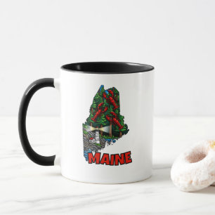 Mug Plan de l'État du Maine Inspiré par le tatouage