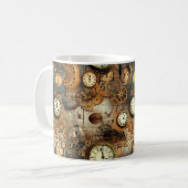 Mug Plan d'ingénierie Steampunk Brun Laiton (Devant gauche)