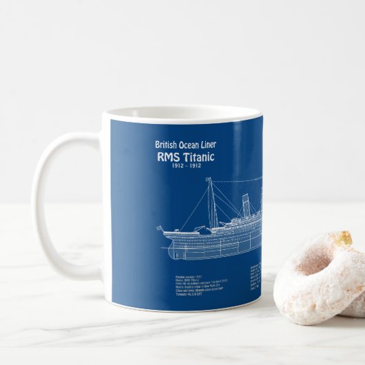 Mug Plan directeur du navire Titanic RMS ABD (Avec donut)