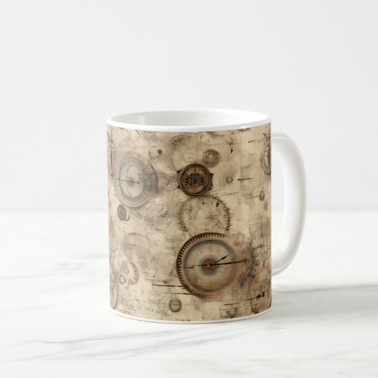 Mug Plan mécanique rétro Brun sépia (Devant droit)