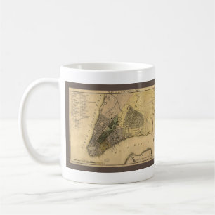 Mug Plan vintage de New York, 1789, restauré