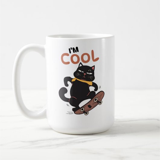 Mug Planche à roulettes Cool Cat – Illustration drôle (Gauche)
