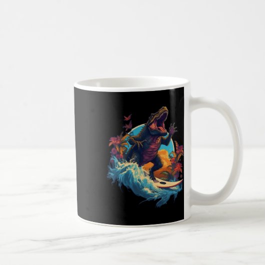 Mug Planche de surf dinosaure plage surf surfeur dinos (Droite)