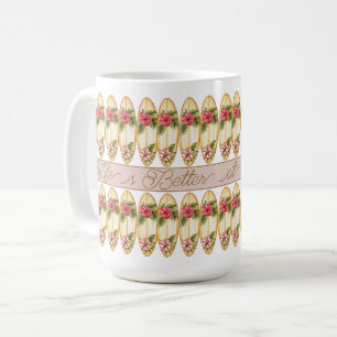 Mug Planche de surf tropicale – Design floral personna