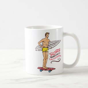 Mug Planche de surf vintage rétro Newport Beach Surf a