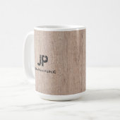 Mug Plancher en bois Look Monogramme Modèle Élégant (Devant gauche)