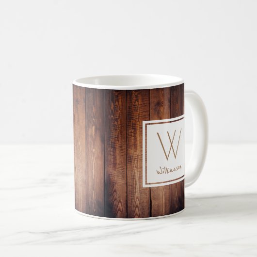 Mug Planches en bois foncées rustiques - (Devant droit)