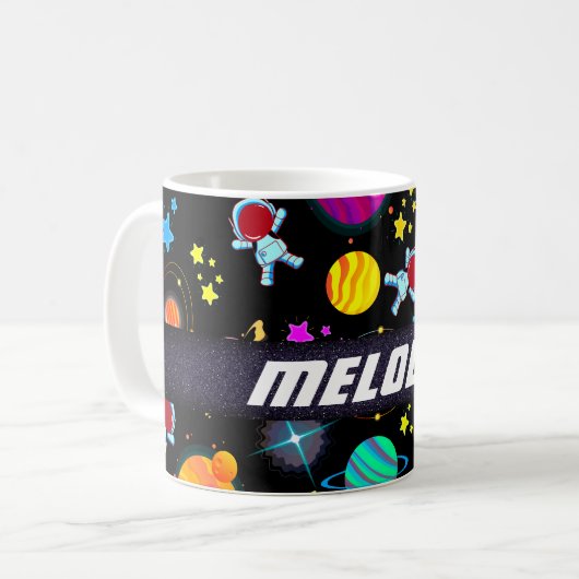 Mug planète spatiale colorée galaxie étoiles motif (Devant gauche)