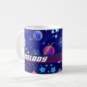 Mug planètes spatiales colorées galaxie étoiles bleu (Devant gauche)