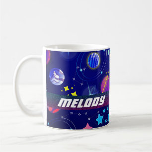 Mug planètes spatiales colorées galaxie étoiles bleu
