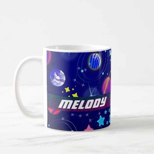 Mug planètes spatiales colorées galaxie étoiles bleu (Gauche)