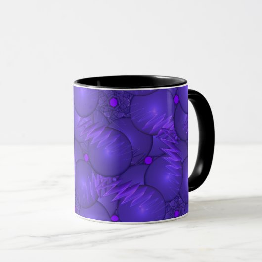 Mug Planètes violettes, motif fractal moderne (Devant droit)