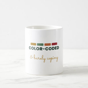 Mug Planificateur à code couleur et humour de survie
