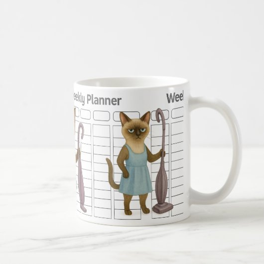 Mug Planificateur hebdomadaire Femme au foyer chat (Droite)