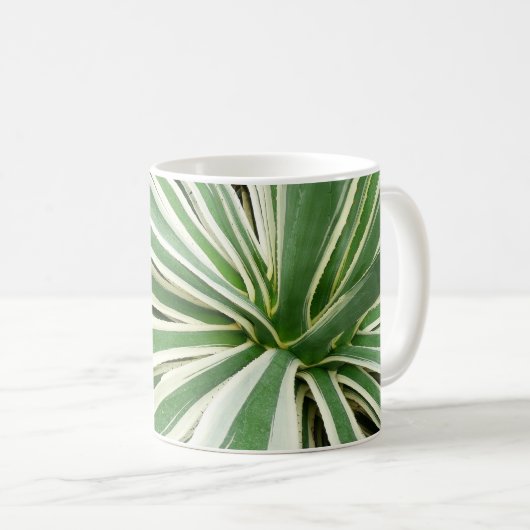 Mug Plante Agave Vert et blanc rayé (Devant droit)