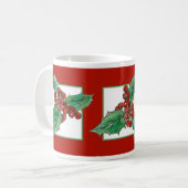 Mug Plante botanique de Noël Holly Dessin rouge (Devant gauche)