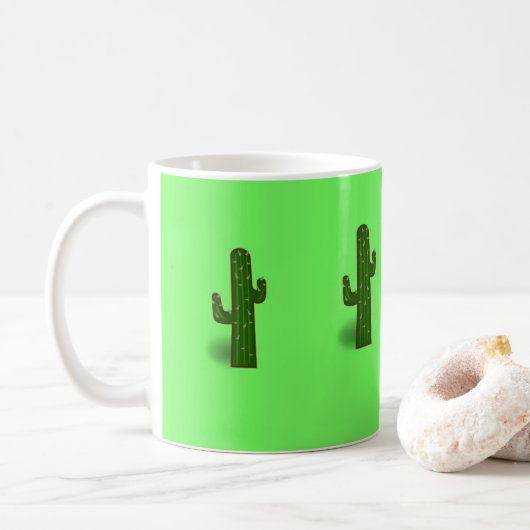 Mug Plante Cactus sur vert clair (Avec donut)