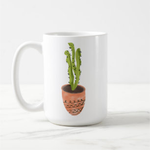 Mug Plante de cactus en terre cuite dessinée à la main