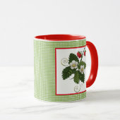 Mug Plante de fraise avec En vichy boue frontalière (Devant droit)