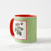 Mug Plante de fraise avec En vichy boue frontalière (Devant gauche)