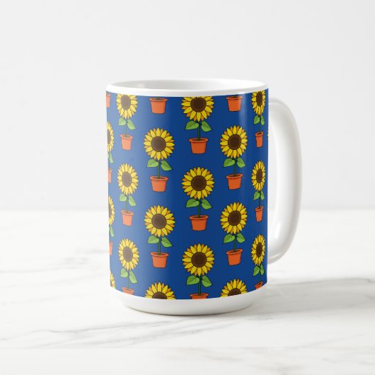 Mug Plante de tournesol dans un Motif de pot (Devant droit)
