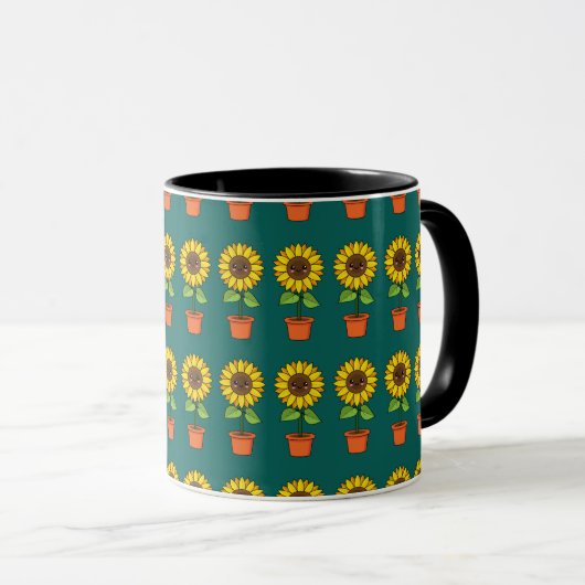 Mug Plante de tournesol Kawaii dans un pot (Devant droit)