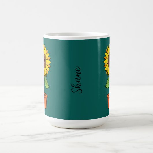Mug Plante de tournesol Kawaii dans un pot | Ajouter d (Centre)