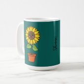 Mug Plante de tournesol Kawaii dans un pot | Ajouter d (Devant gauche)