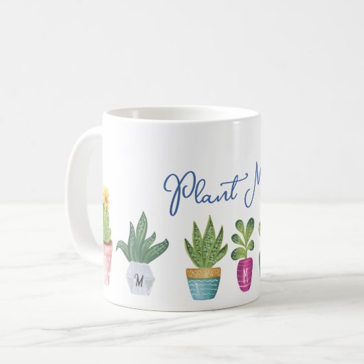 Mug Plante Maman Fun & mignon Pote Plante Monogramme (Devant gauche)