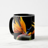 Mug Plante oiseau de paradis orange sur fond noir (Devant gauche)