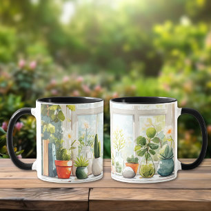 Mug Plantes botaniques à l'aquarelle et succulents