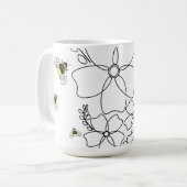 Mug Plantes colorés et aquarelle de bourdon (Devant gauche)