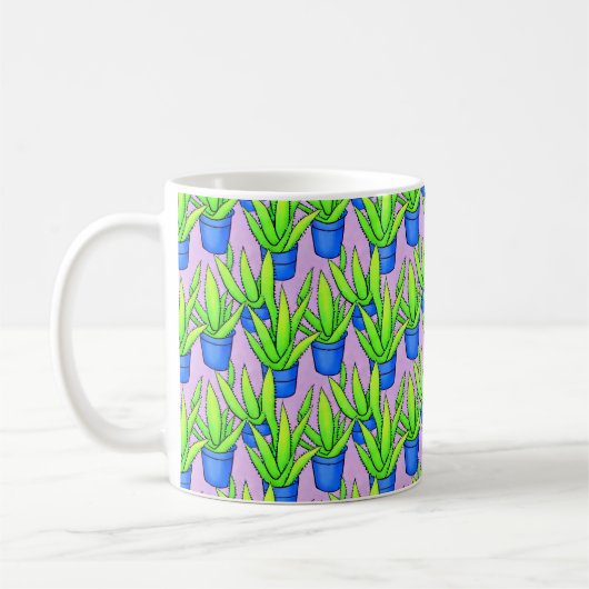 Mug Plantes d'Aloe Vera avec fond violet (Gauche)
