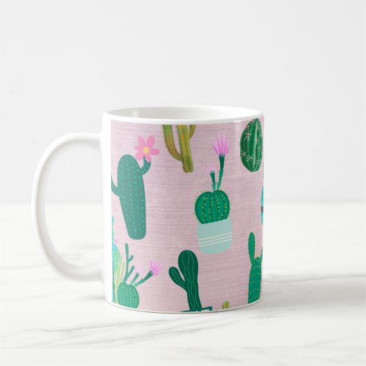 Mug Plantes de cactus cactées rustiques sud-ouest rose (Gauche)
