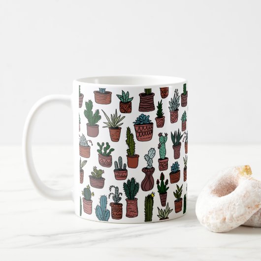 Mug Plantes de cactus en pot Motif mignon Coloré (Avec donut)