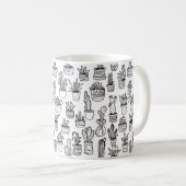 Mug Plantes de cactus en pot Motif mignon Noir & Blanc (Devant droit)