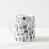 Mug Plantes de cactus en pot Motif mignon Noir & Blanc (Devant gauche)