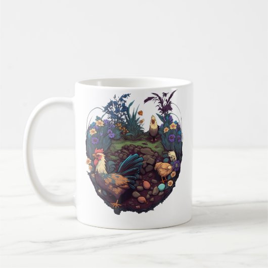 Mug Plantes de jardinage et poules (Gauche)