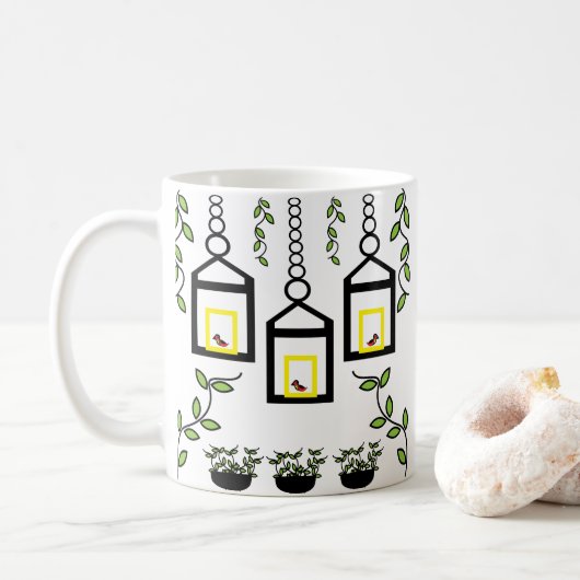 Mug Plantes Vertes Oiseaux Nature (Avec donut)