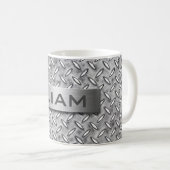 Mug Plaque de métal diamant avec monogramme Acier Plaq (Devant droit)