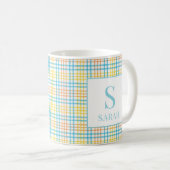 Mug Plaque de Pâques de printemps pastel avec monogram (Devant droit)