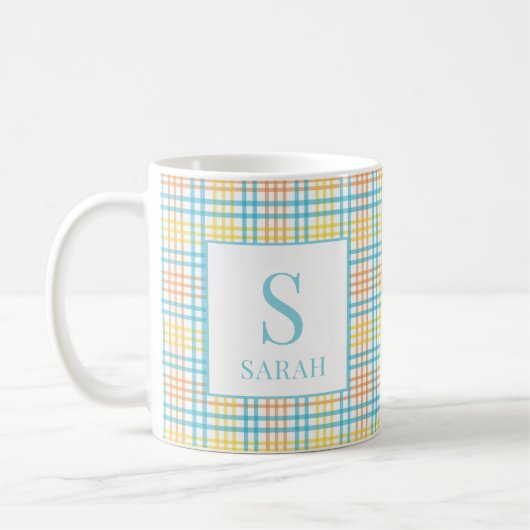 Mug Plaque de Pâques de printemps pastel avec monogram (Gauche)