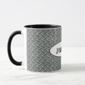 Mug plaque diamant métallique avec nom (Gauche)