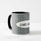Mug plaque diamant métallique avec nom (Devant gauche)