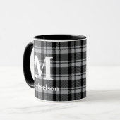 Mug Plaque grise et noire avec nom de monogramme (Devant gauche)