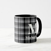 Mug Plaque grise et noire avec nom de monogramme (Devant droit)