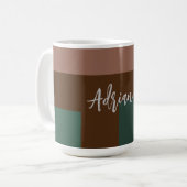Mug Plaque moderne manuscrite propre nom Brown vert (Devant gauche)